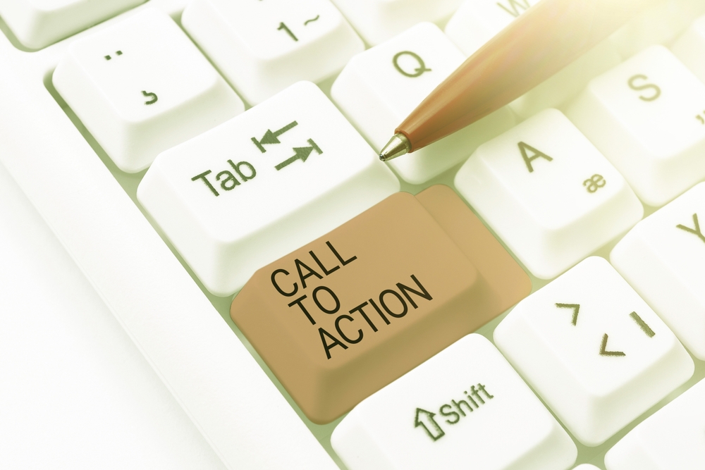Tecla escrito call to action.